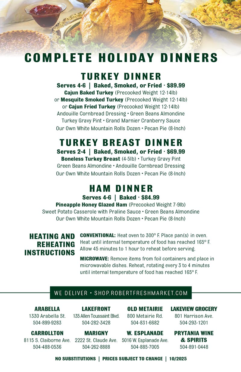 Lakeview Grocery Holiday Menu